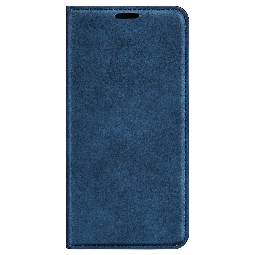 For OnePlus 11 5G Skin-touch Feeling Magnetic Auto-absorbed Wallet Case Fully Wrapped PU Leather Stand Flip Phone Cover - Blue