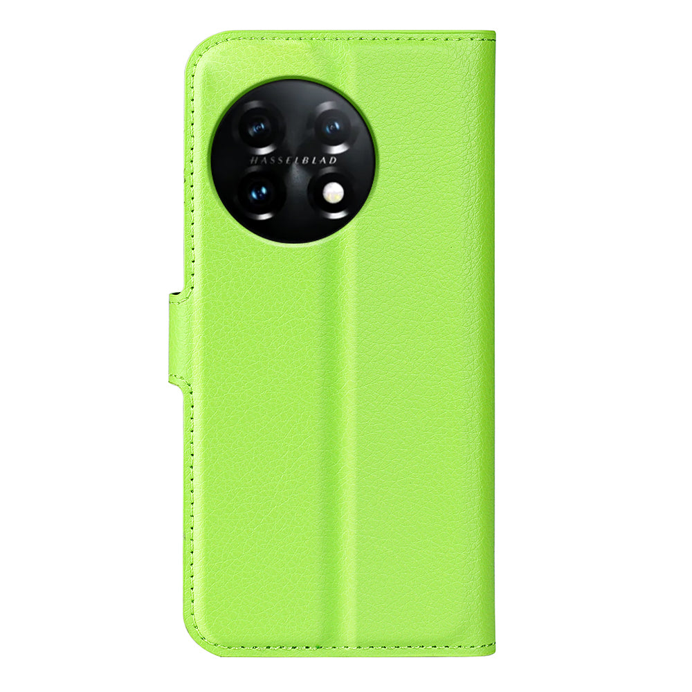 Phone Stand Wallet Cover for OnePlus 11 5G, Litchi Texture Book Style PU Leather Phone Flip Case - Green