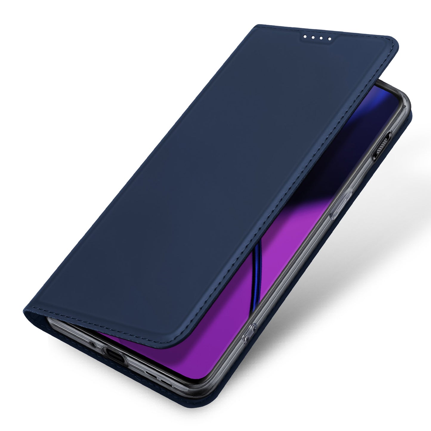 DUX DUCIS Skin Pro Series Shockproof Phone Case for OnePlus 11 5G, PU Leather Cell Phone Cover with Card Holder Stand - Blue