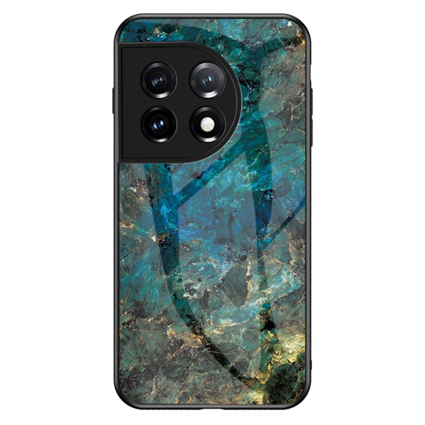 Tempered Glass + PC + TPU Phone Case for OnePlus 11 5G, Marble Pattern Printing Drop-proof Smartphone Cover - Emerald Marble