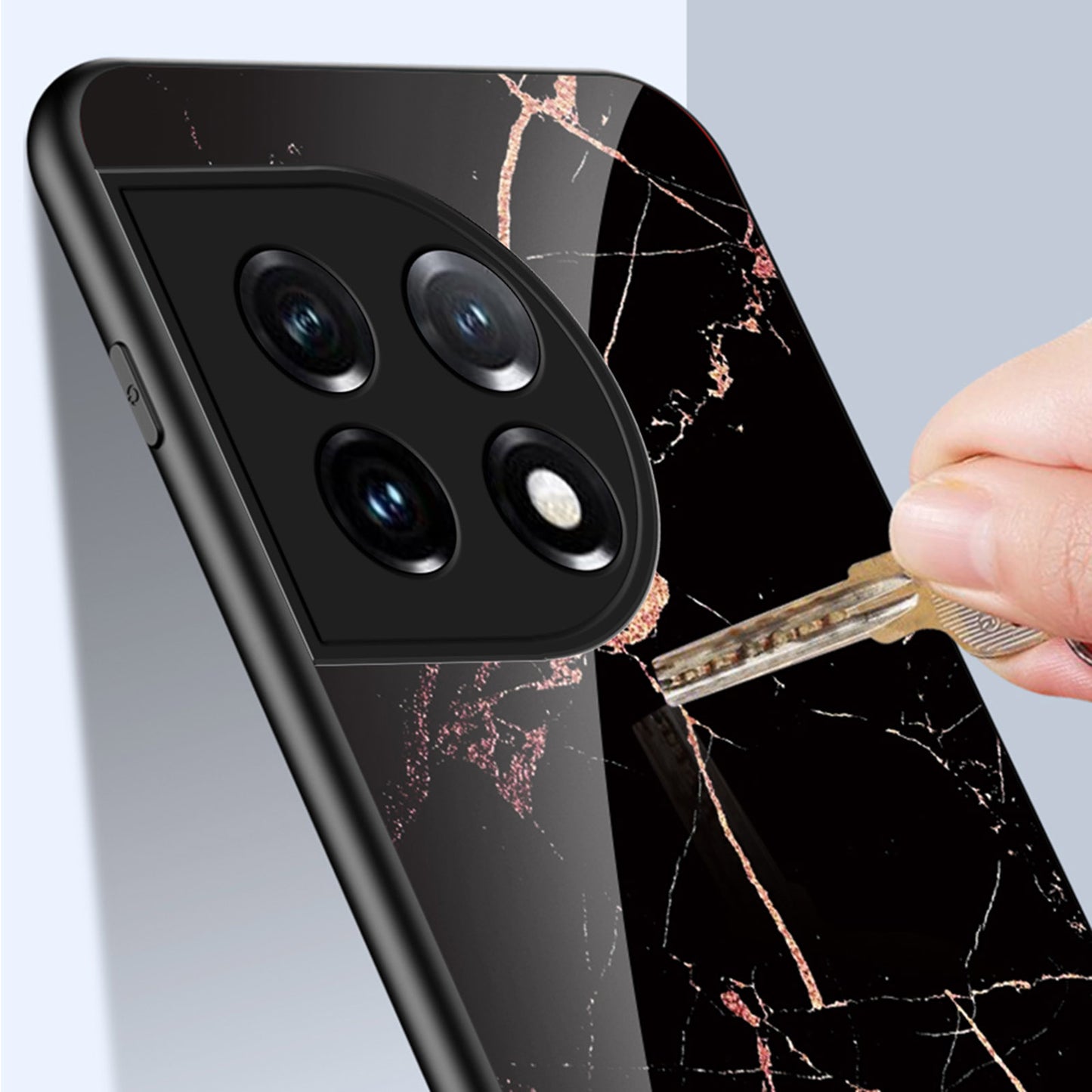 Tempered Glass + PC + TPU Phone Case for OnePlus 11 5G, Marble Pattern Printing Drop-proof Smartphone Cover - Flying Pigeon Marble