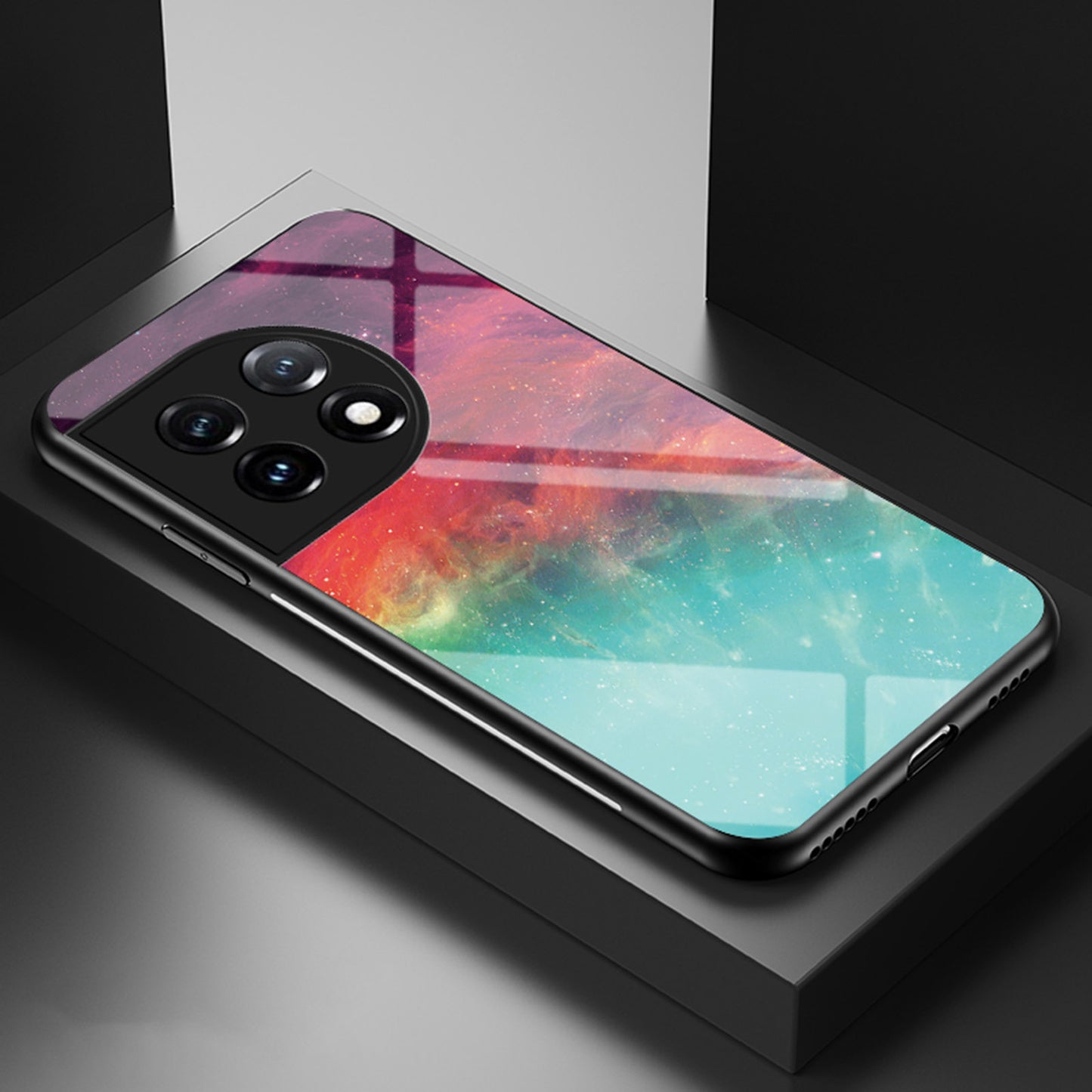 Cell Phone Case for OnePlus 11 5G, Tempered Glass+PC+TPU Starry Sky Pattern Printing Protective Cover - Color Starry Sky