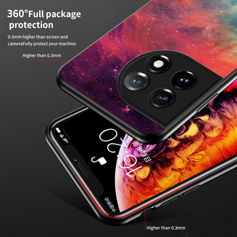 Cell Phone Case for OnePlus 11 5G, Tempered Glass+PC+TPU Starry Sky Pattern Printing Protective Cover - Color Starry Sky