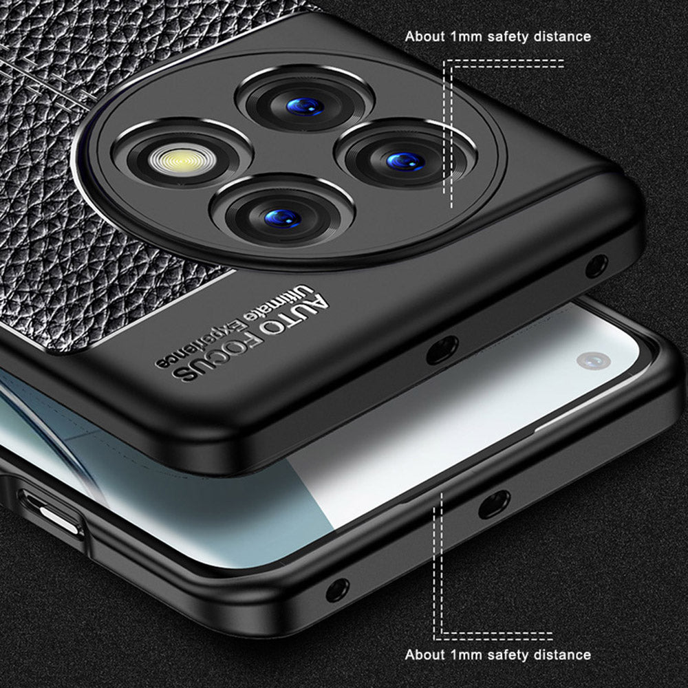 Anti-fall Phone Case For OnePlus 11 5G, Litchi Texture TPU Protective Mobile Phone Cover - Black