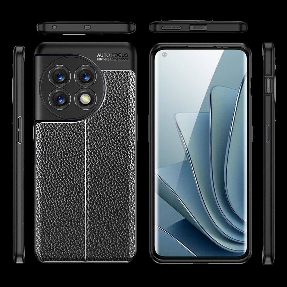 Anti-fall Phone Case For OnePlus 11 5G, Litchi Texture TPU Protective Mobile Phone Cover - Black