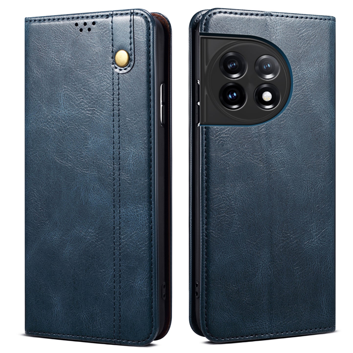 Phone Leather Case for OnePlus 11R 5G / Ace 2 5G , Waxy Crazy Horse Texture Stand Wallet Cell Phone Cover - Blue