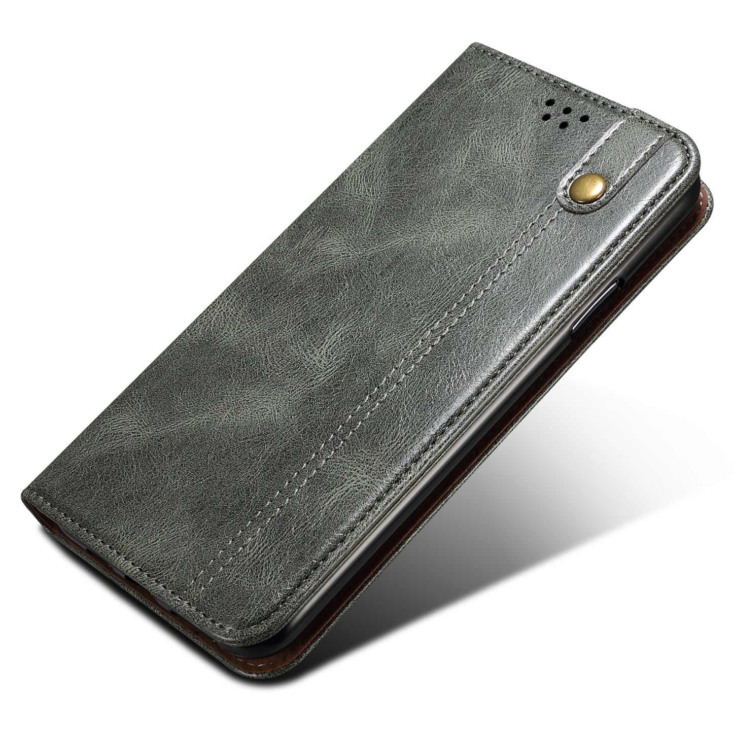 Phone Stand Case for OnePlus 11 5G, PU Leather Waxy Crazy Horse Texture Stand Smartphone Cover - Green