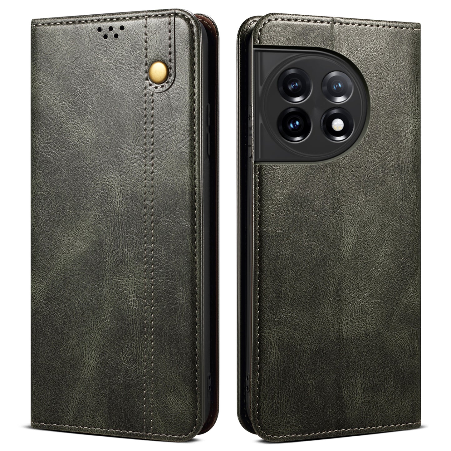 Phone Wallet Case for OnePlus Ace 2 5G / 11R 5G, Waxy Crazy Horse Texture PU Leather Phone Stand Cover - Green