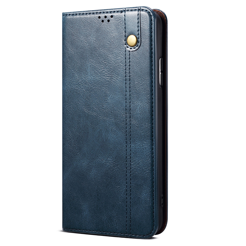 Phone Wallet Case for OnePlus Ace 2 5G / 11R 5G, Waxy Crazy Horse Texture PU Leather Phone Stand Cover - Blue