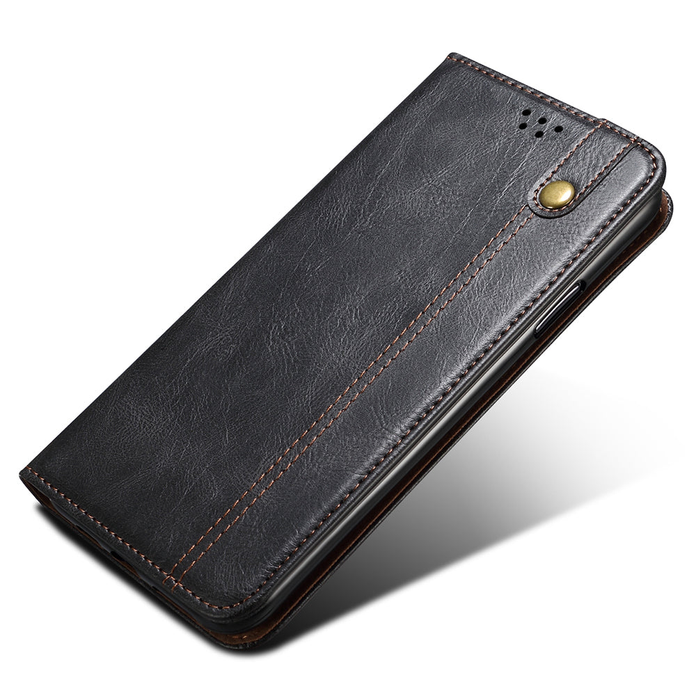 Phone Wallet Case for OnePlus Ace 2 5G / 11R 5G, Waxy Crazy Horse Texture PU Leather Phone Stand Cover - Black