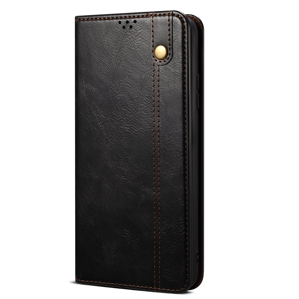 Phone Wallet Case for OnePlus Ace 2 5G / 11R 5G, Waxy Crazy Horse Texture PU Leather Phone Stand Cover - Black
