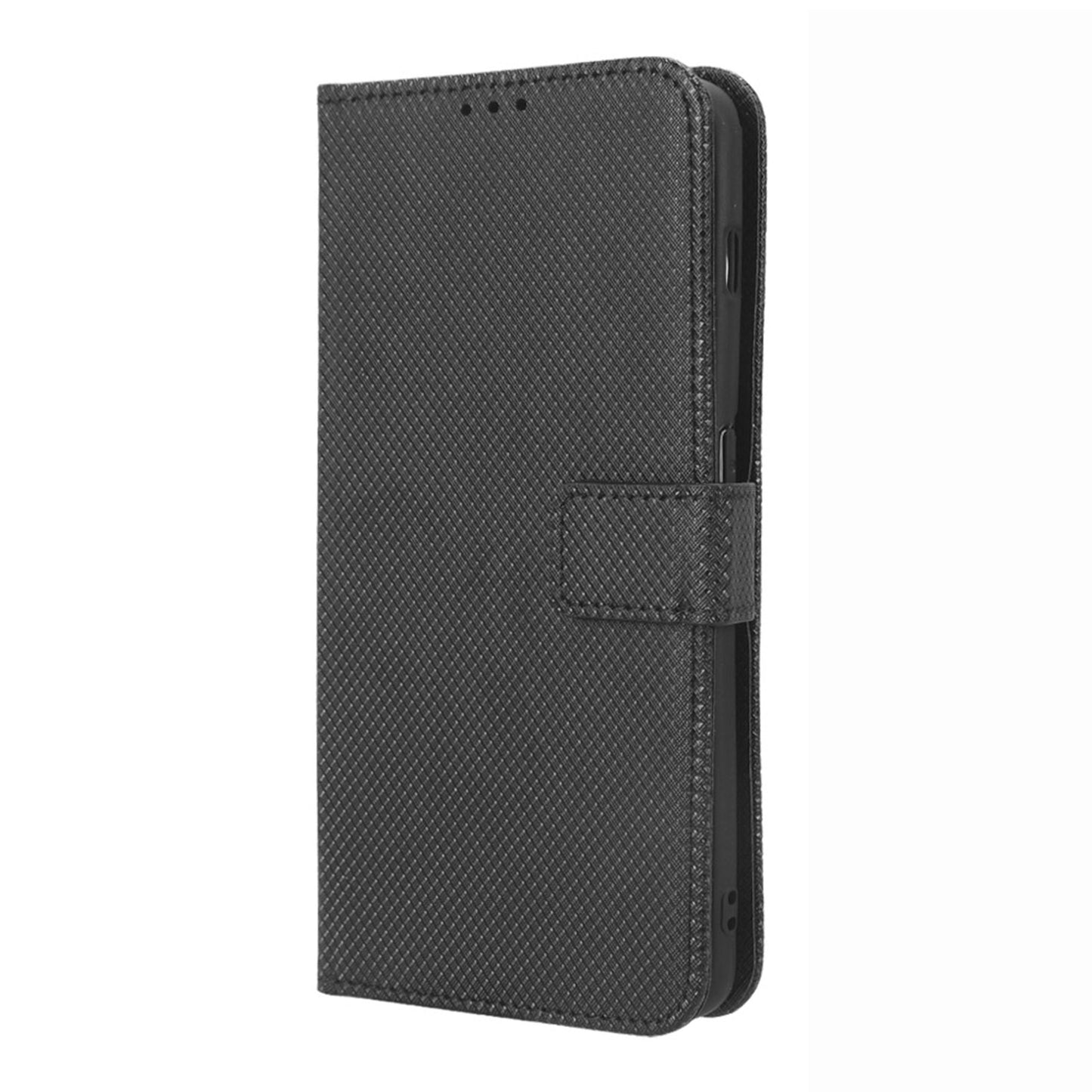 For OnePlus 11 5G PU Leather Cell Phone Cover Diamond Texture Flip Wallet Stand Full Protection Phone Case - Black