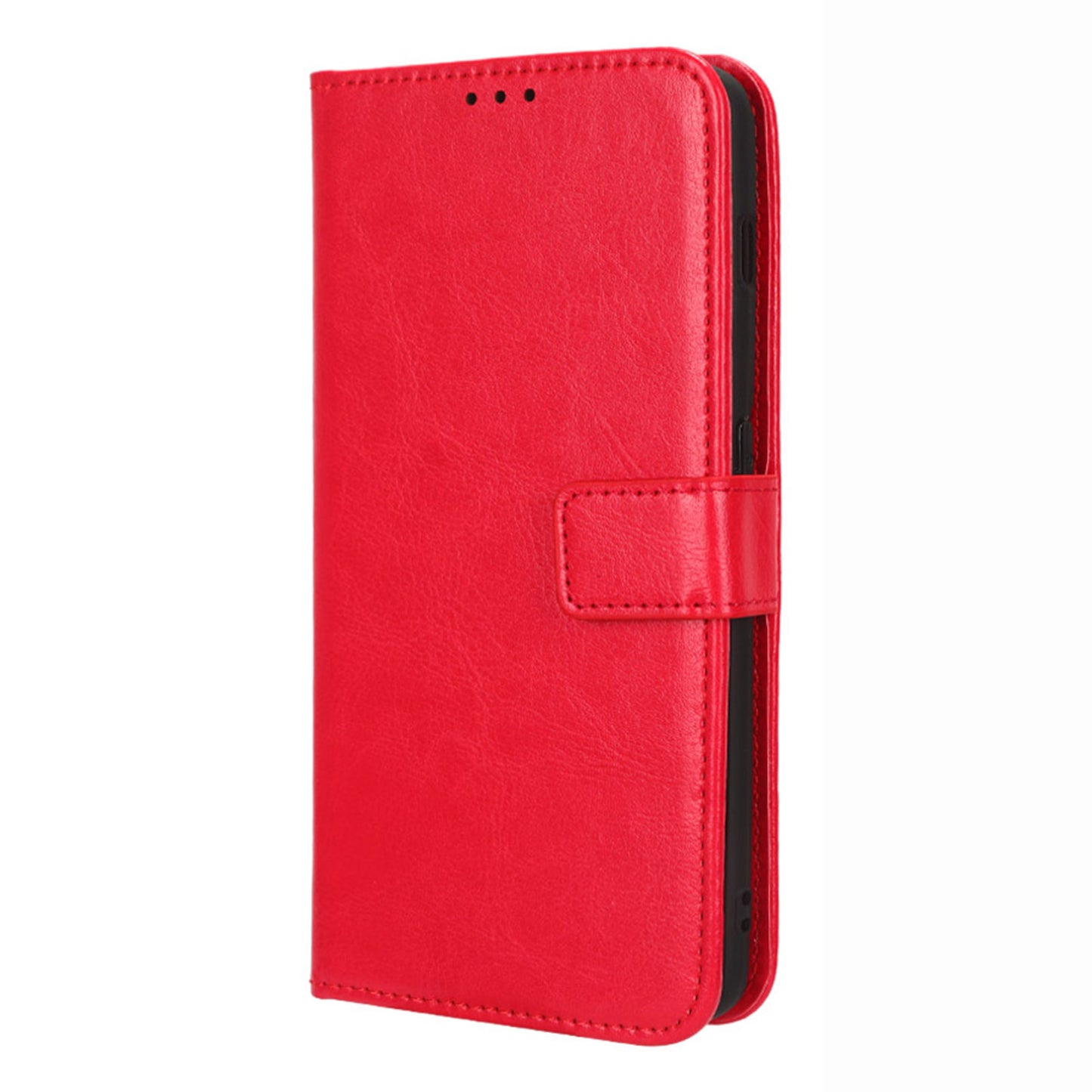 Anti-fall Leather Phone Cover for OnePlus 11 5G, Crazy Horse Texture Protective Phone Case Stand Wallet with Strap - Red