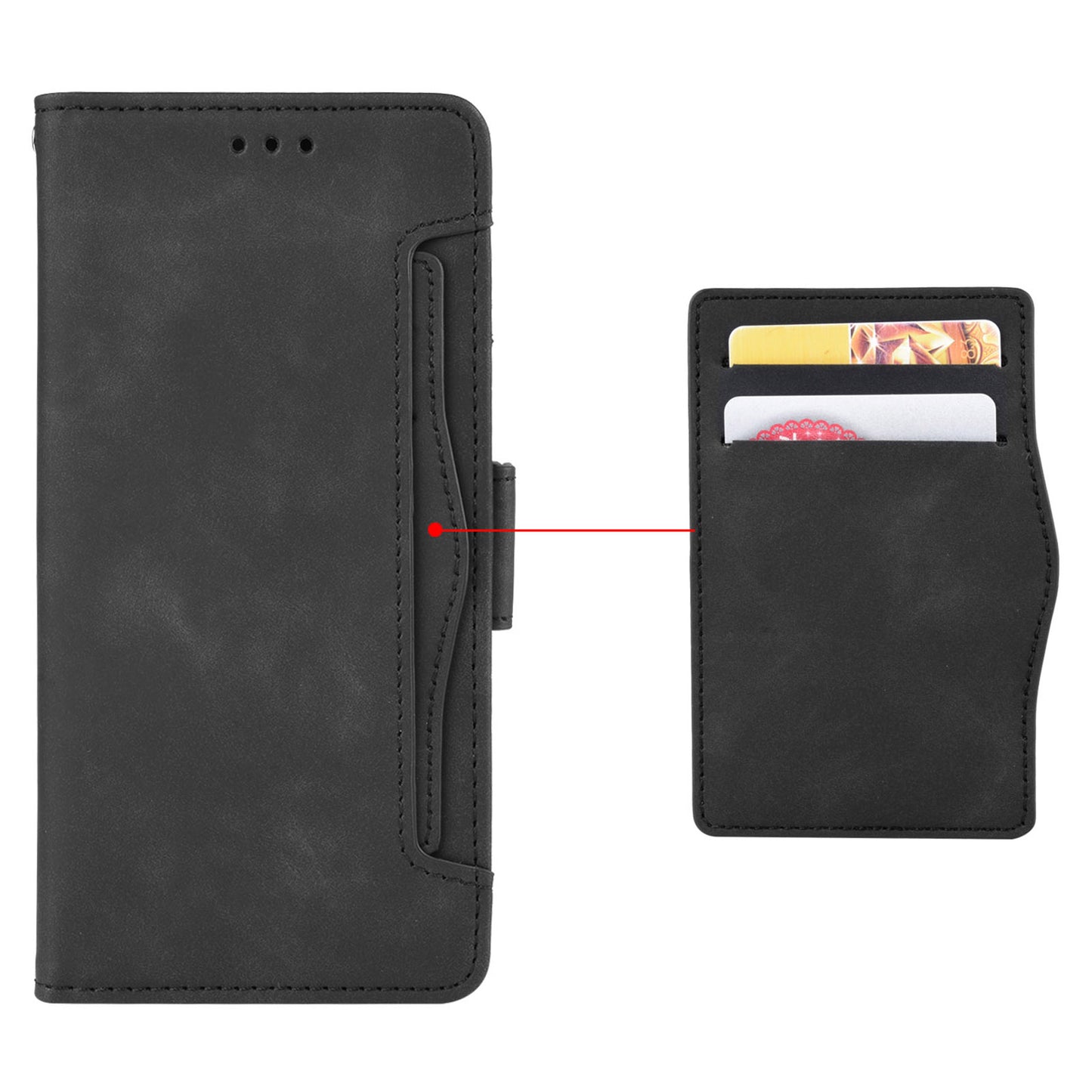For OnePlus 11 5G PU Leather Shockproof Phone Case Stand Card Holder Magnetic Flip Wallet Cell Phone Cover - Black