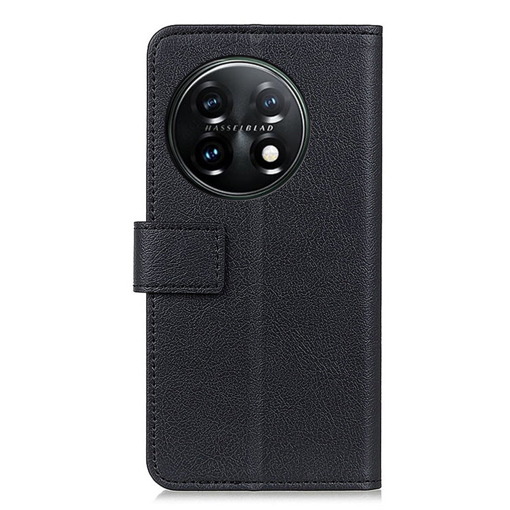 Leather Phone Case for OnePlus 11 5G, Phone Stand Shell Anti-scratch Textured Flip Wallet Cover - Black
