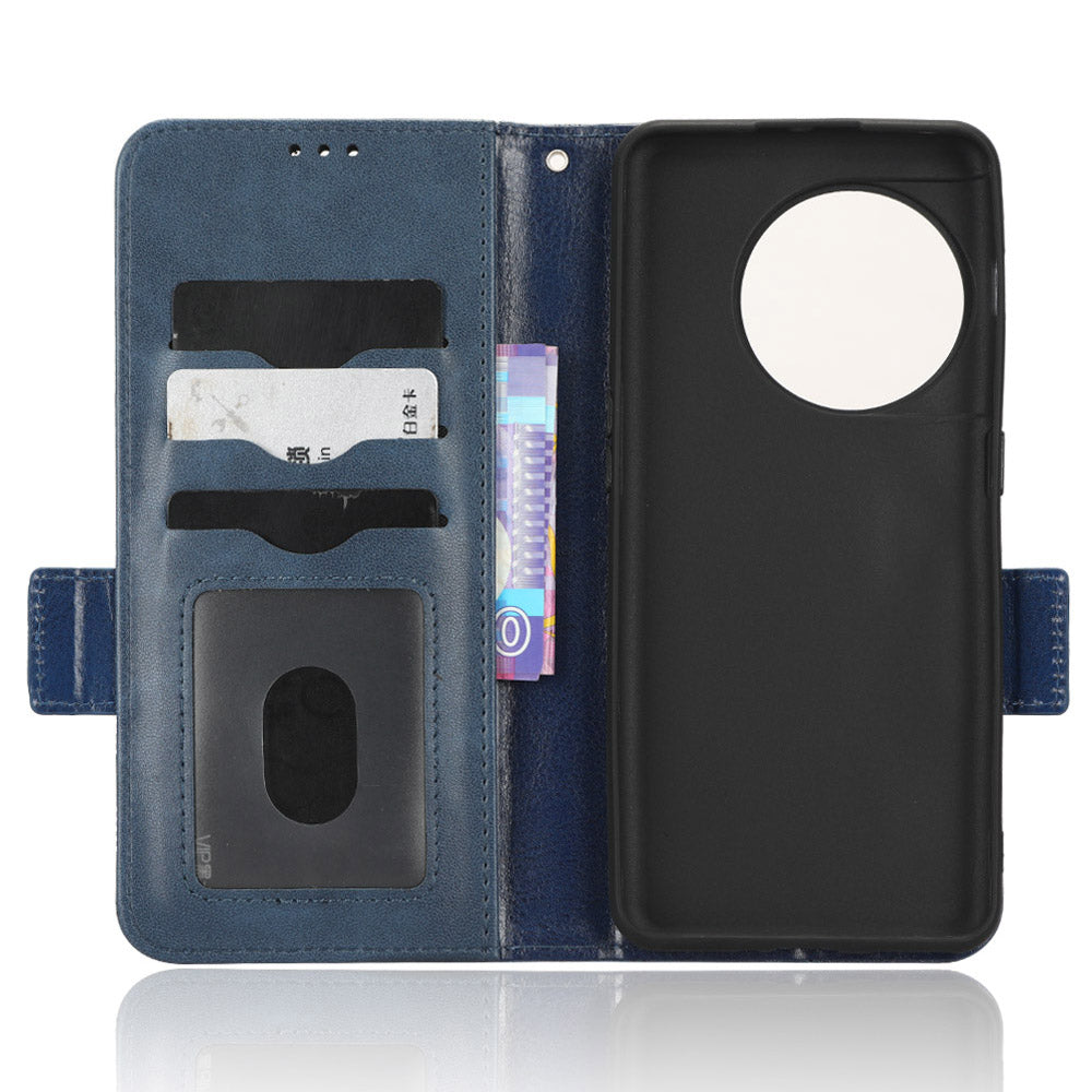 For OnePlus 11 5G Cell Phone Case Imprinted Triangle Pattern Phone Cover PU Leather Wallet with Wrist Strap - Blue