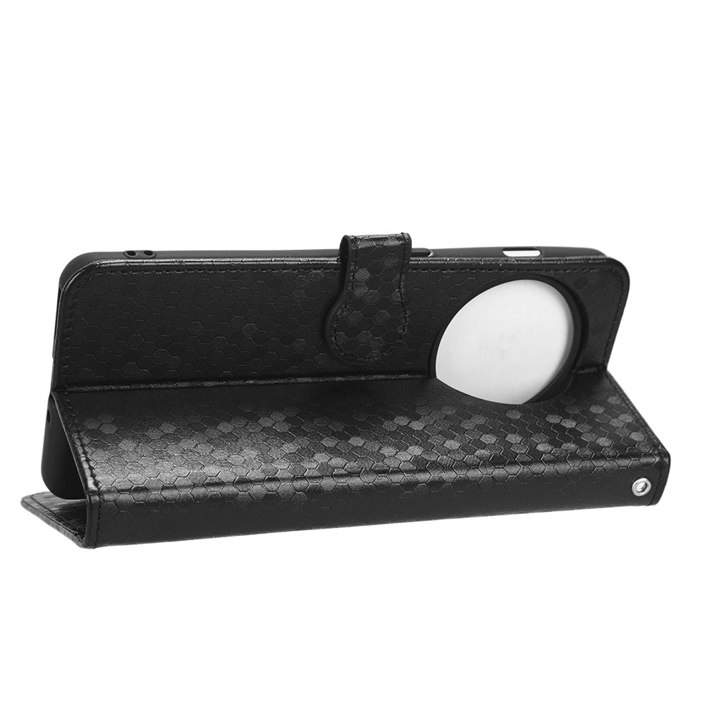 Phone Shell Case for OnePlus 11 5G, Imprinted Dot Pattern Wallet Stand PU Leather Shockproof Cover - Black