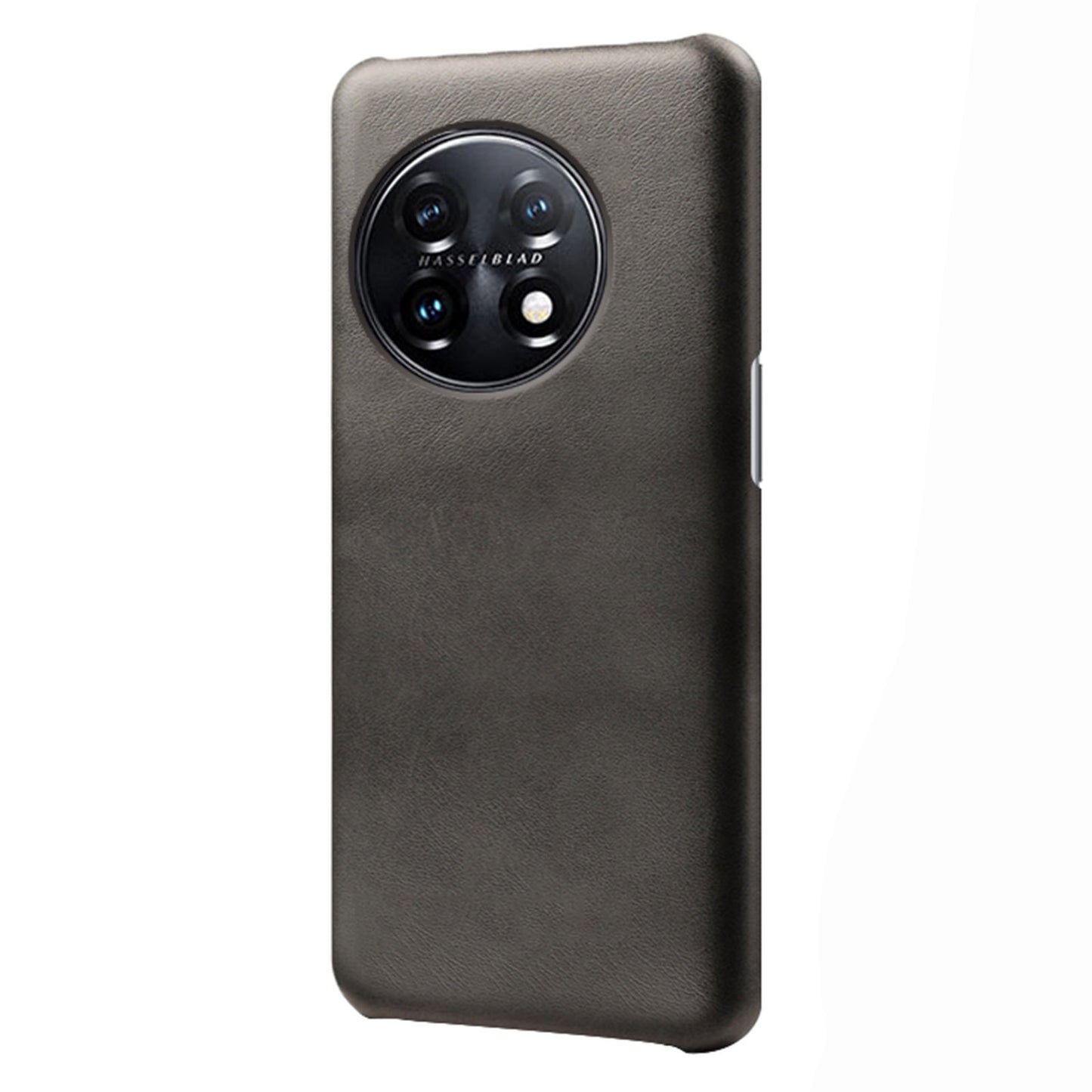 Anti-scratch Phone Cover for OnePlus 11 5G, PU Leather Coated PC Calf Textured Shockproof Mobile Phone Case - Black