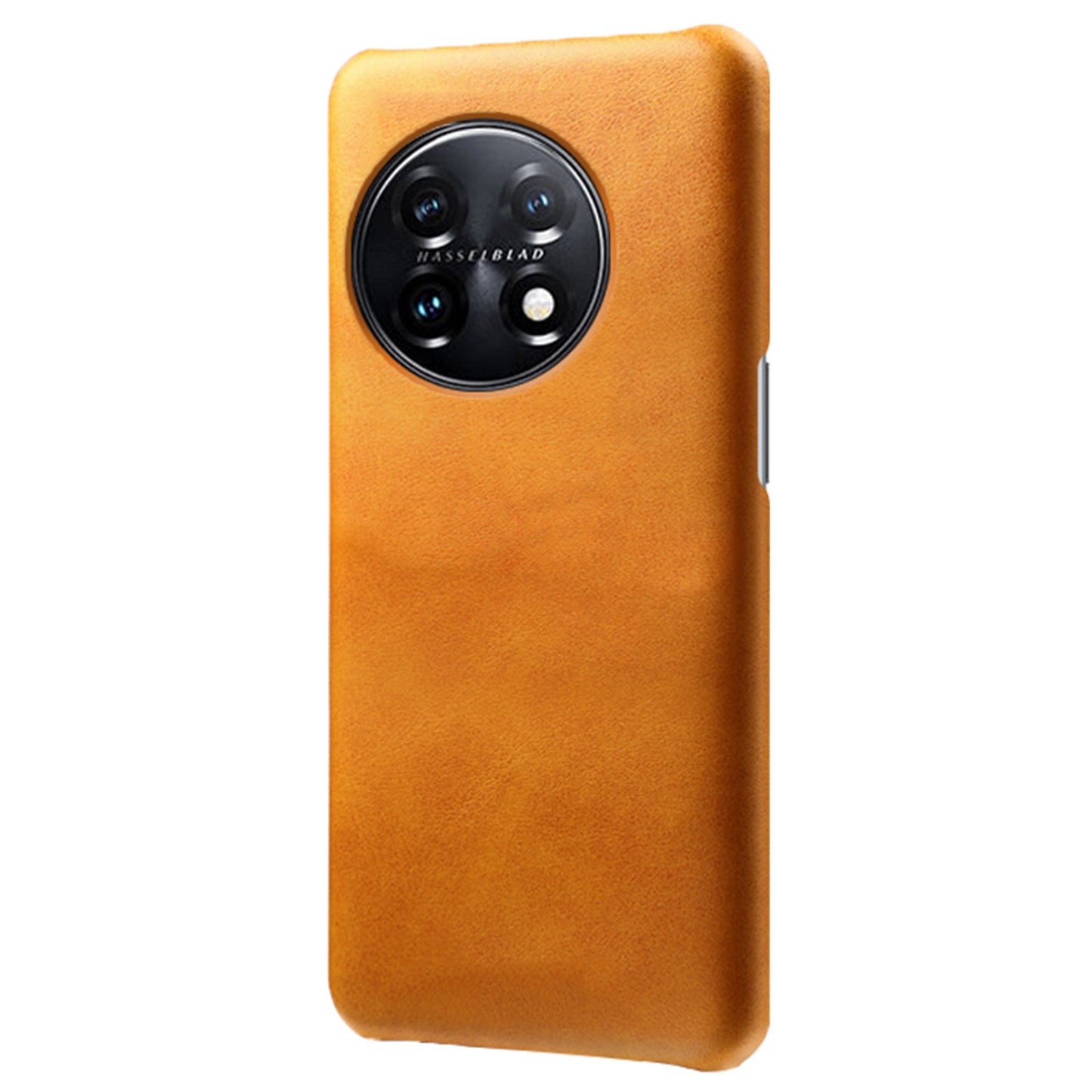 Anti-scratch Phone Cover for OnePlus 11 5G, PU Leather Coated PC Calf Textured Shockproof Mobile Phone Case - Orange