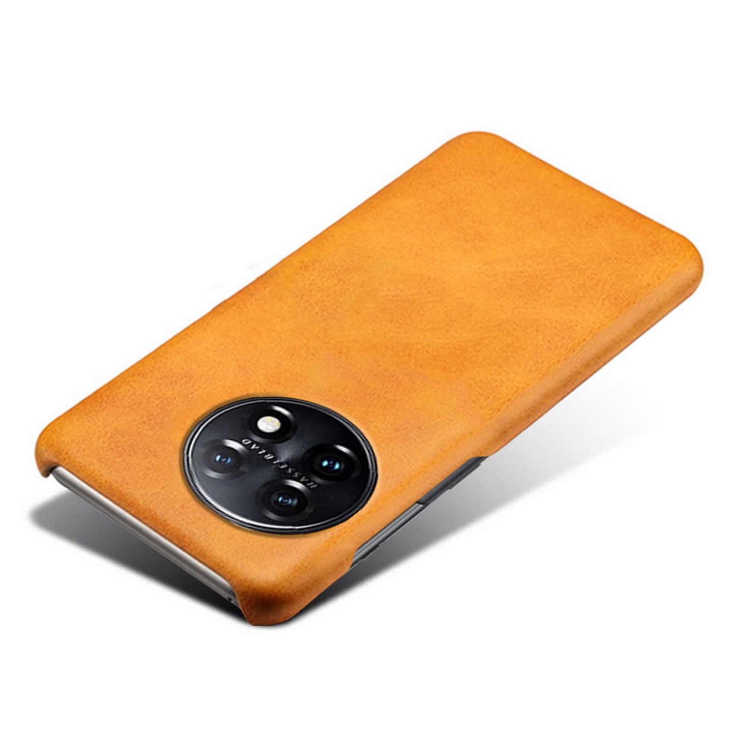 Anti-scratch Phone Cover for OnePlus 11 5G, PU Leather Coated PC Calf Textured Shockproof Mobile Phone Case - Orange