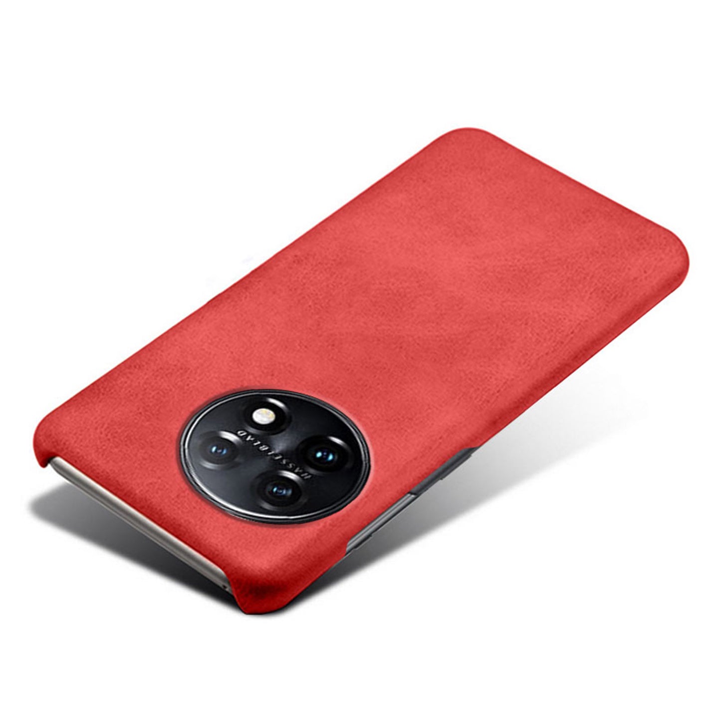 Anti-scratch Phone Cover for OnePlus 11 5G, PU Leather Coated PC Calf Textured Shockproof Mobile Phone Case - Red