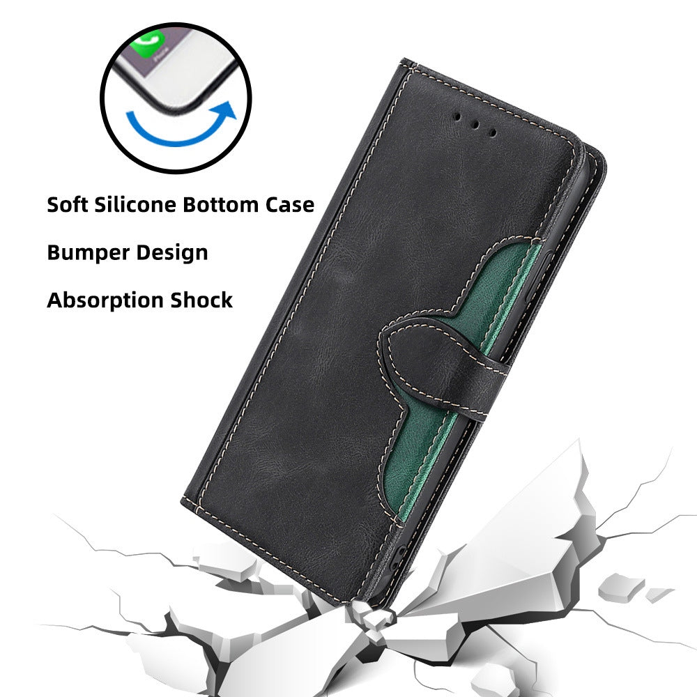 Shockproof Cell Phone Cover for OnePlus 11 5G, Straw Hat Pattern Stand Wallet Anti-scratch Mobile Phone Case - Black