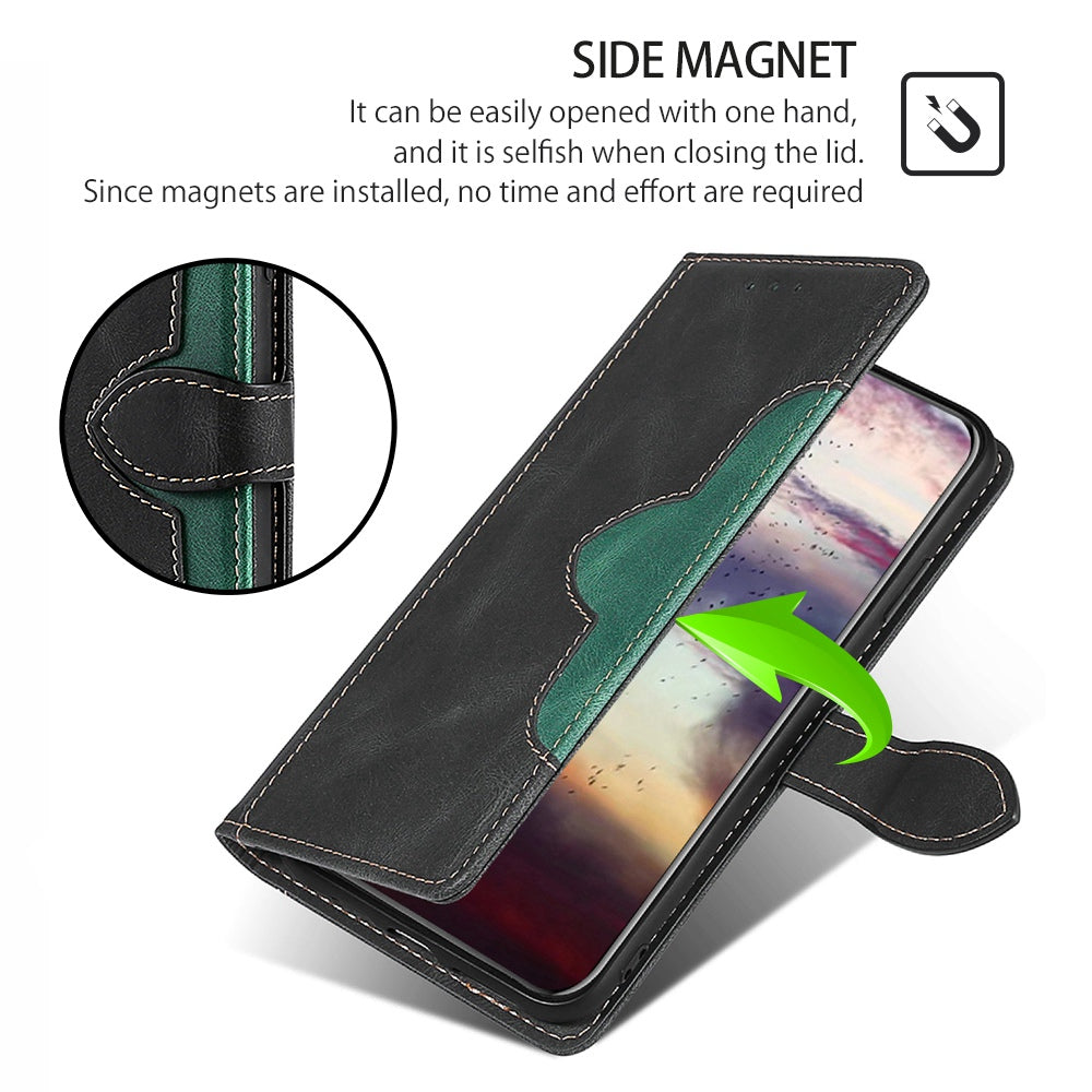 Shockproof Cell Phone Cover for OnePlus 11 5G, Straw Hat Pattern Stand Wallet Anti-scratch Mobile Phone Case - Black