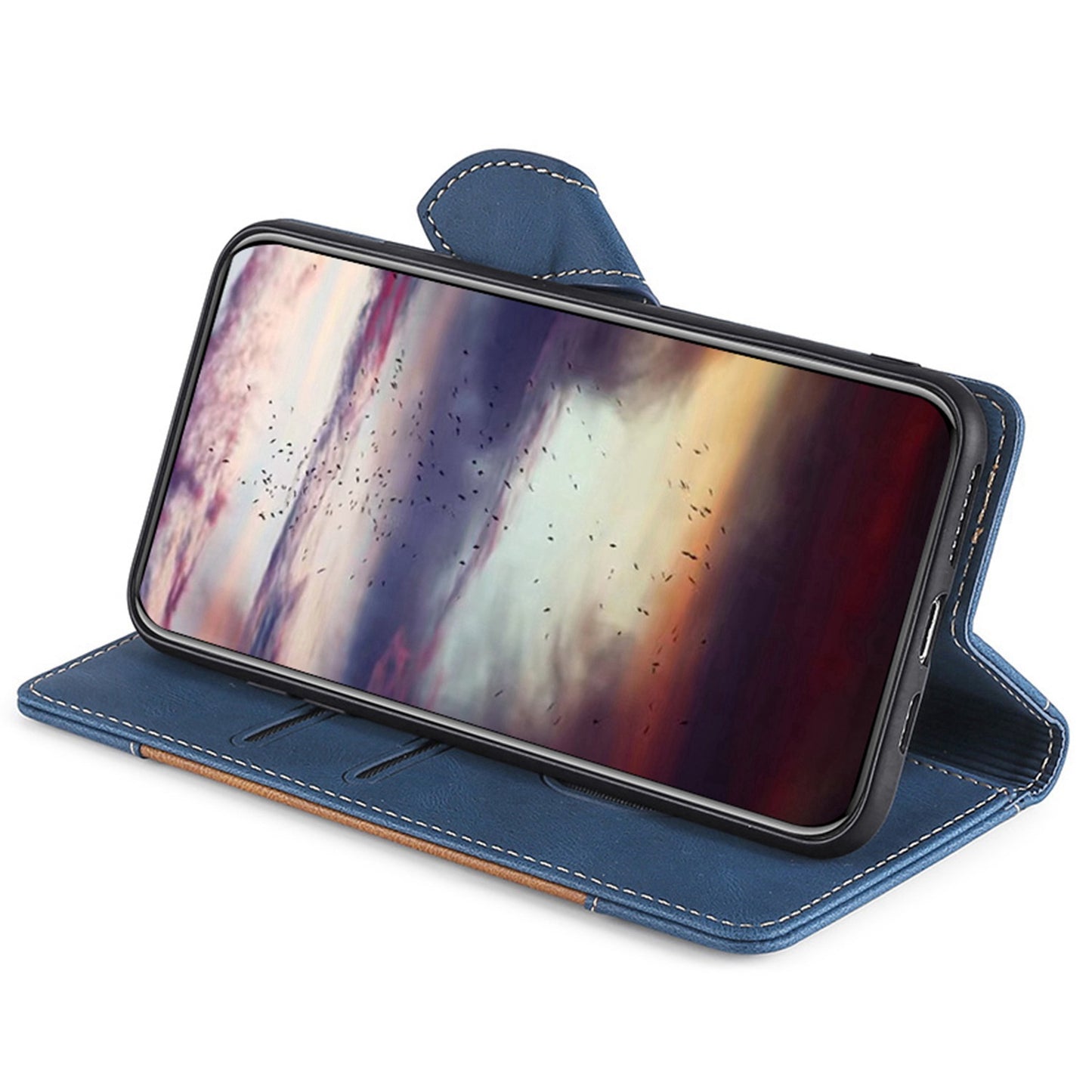 Shockproof Cell Phone Cover for OnePlus 11 5G, Straw Hat Pattern Stand Wallet Anti-scratch Mobile Phone Case - Blue