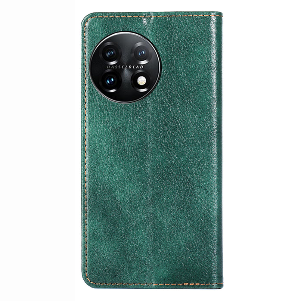 Magnetic Phone Case For OnePlus 11 5G, PU Leather Protective Anti-scratch Cell Phone Cover with Wallet Stand - Green