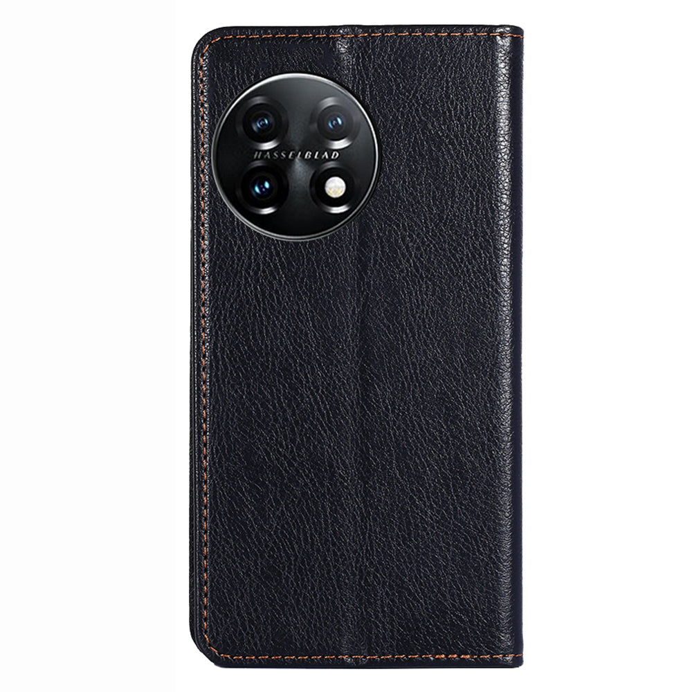 Magnetic Phone Case For OnePlus 11 5G, PU Leather Protective Anti-scratch Cell Phone Cover with Wallet Stand - Black