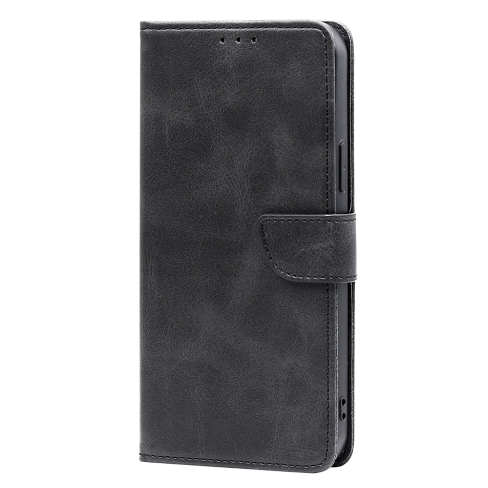 Shockproof Cell Phone Case for OnePlus 11 5G, Calf Texture Stand Wallet Anti-scratch PU Leather Phone Cover - Black