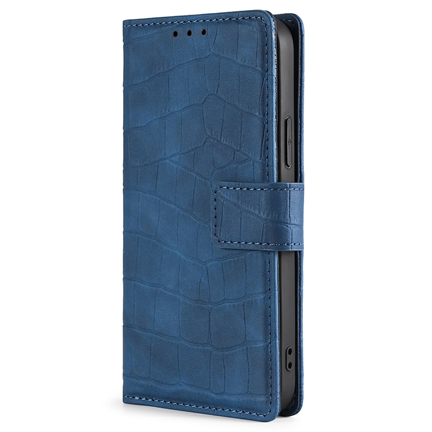 Skin-friendly Phone Case For OnePlus 11 5G, Wallet Stand Crocodile Texture PU Leather + TPU Anti-fall Cell Phone Cover - Blue