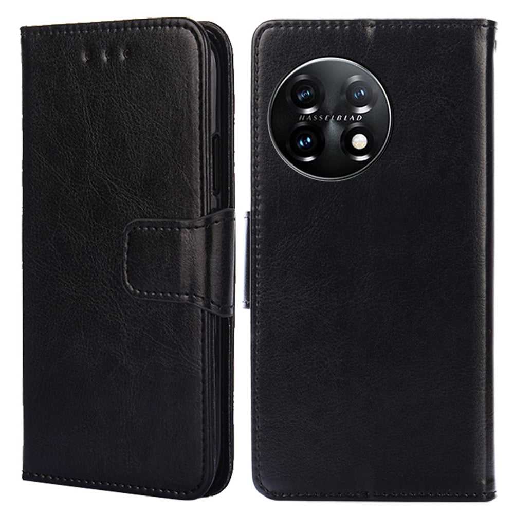 Anti-drop Flip Leather Phone Case For OnePlus 11 5G, Protective Cell Phone Cover with Stand Wallet - Black