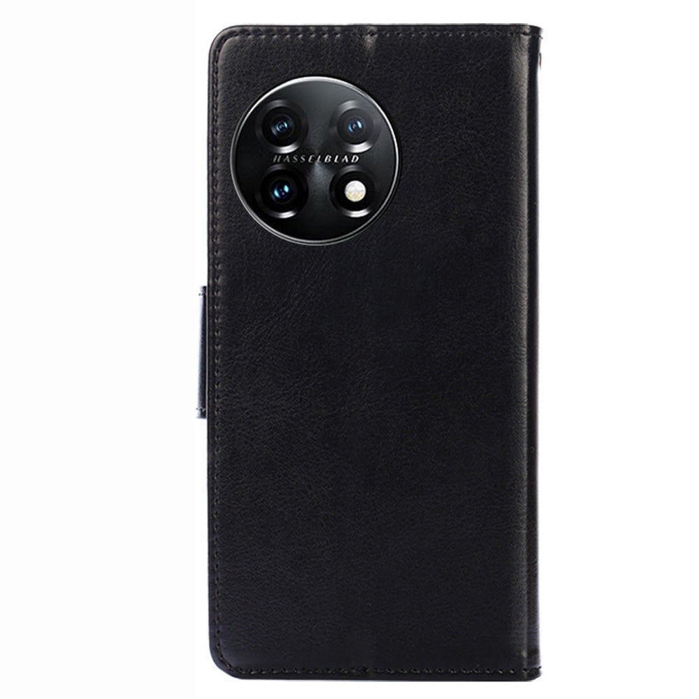 Anti-drop Flip Leather Phone Case For OnePlus 11 5G, Protective Cell Phone Cover with Stand Wallet - Black