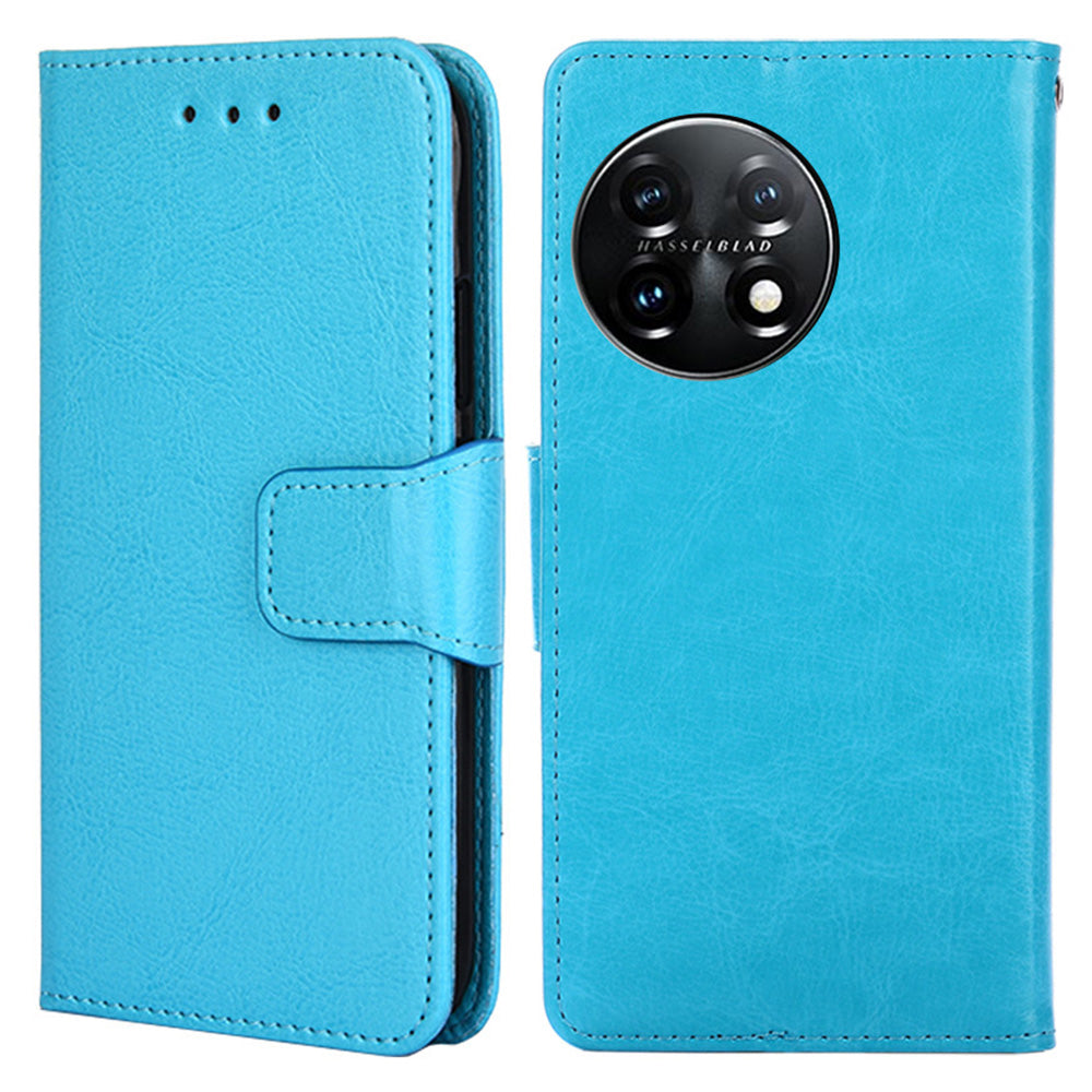 Anti-drop Flip Leather Phone Case For OnePlus 11 5G, Protective Cell Phone Cover with Stand Wallet - Baby Blue