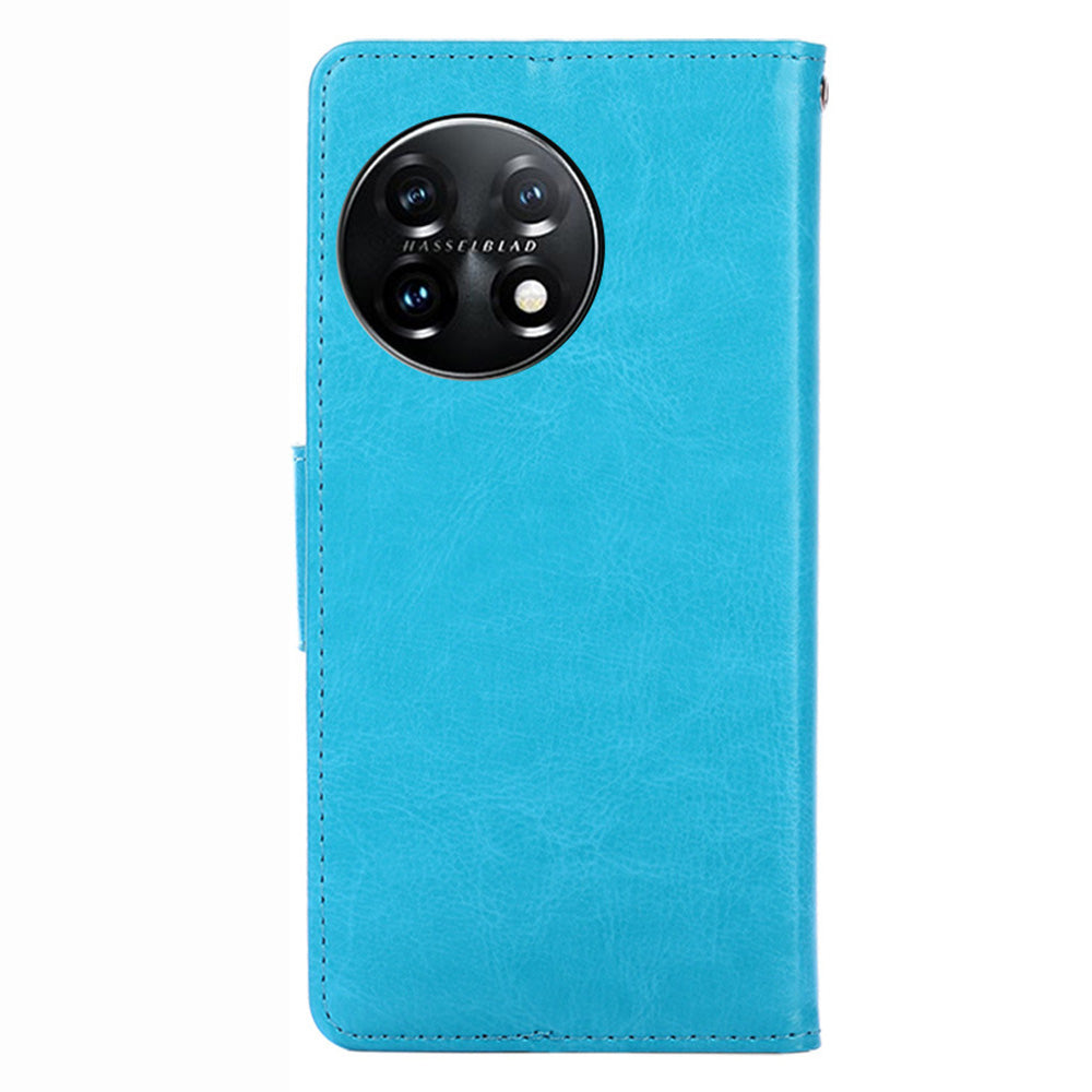 Anti-drop Flip Leather Phone Case For OnePlus 11 5G, Protective Cell Phone Cover with Stand Wallet - Baby Blue
