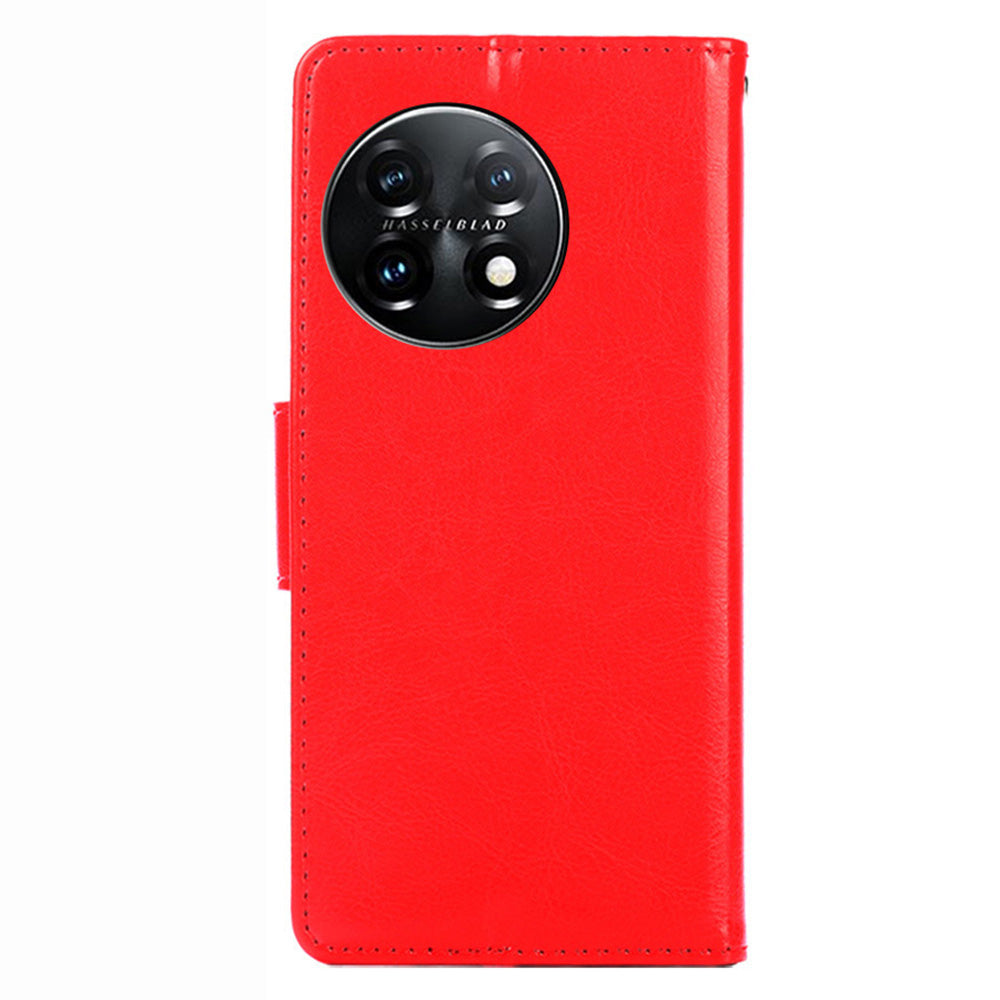 Anti-drop Flip Leather Phone Case For OnePlus 11 5G, Protective Cell Phone Cover with Stand Wallet - Red