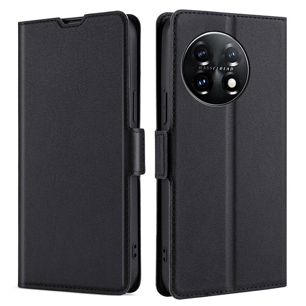 Cell Phone Cover for OnePlus 11 5G, PU Leather Card Holder Drop-proof Flip Mobile Phone Case with Stand - Black