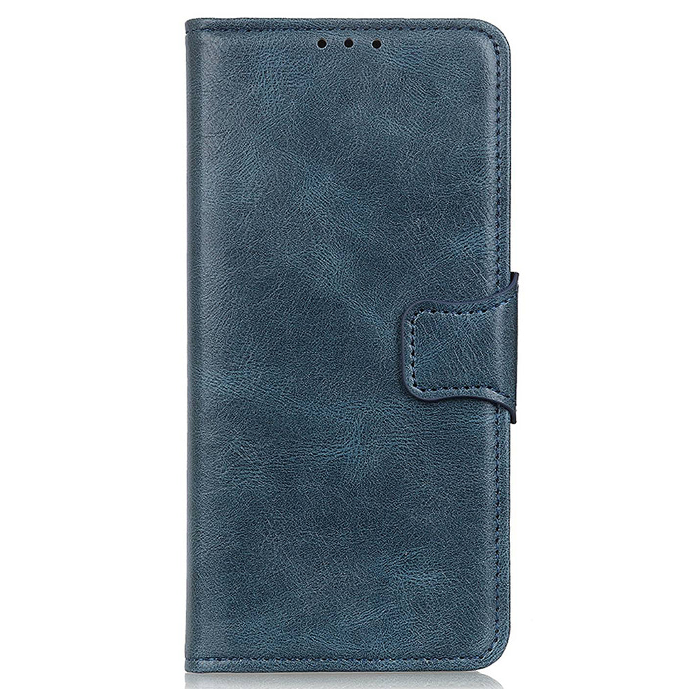 For OnePlus 11 5G Crazy Horse Texture Scratch-resistant Phone Case Wallet Stand PU Leather Cell Phone Cover - Blue