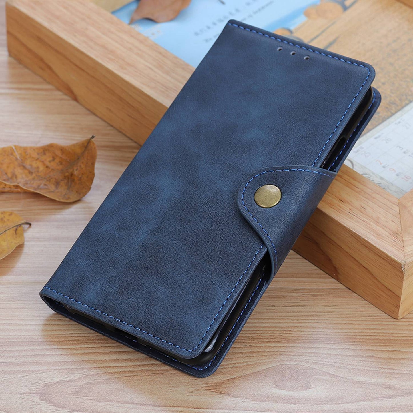 Flip Cover for OnePlus 11 5G Magnetic Brass Buckle PU Leather Wallet Cover Stand Phone Case - Blue