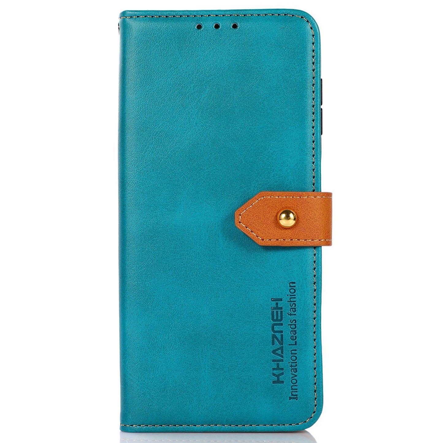 KHAZNEH For OnePlus 11 5G Cowhide Texture PU Leather Phone Case Gold Buckle Stand Wallet Flip Protective Cover - Blue
