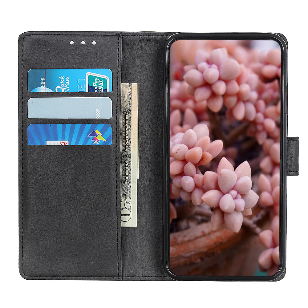 For OnePlus 11 5G Cowhide Texture Wallet Stand PU Leather Phone Case Magnetic Clasp Anti-Scratch Cover - Black