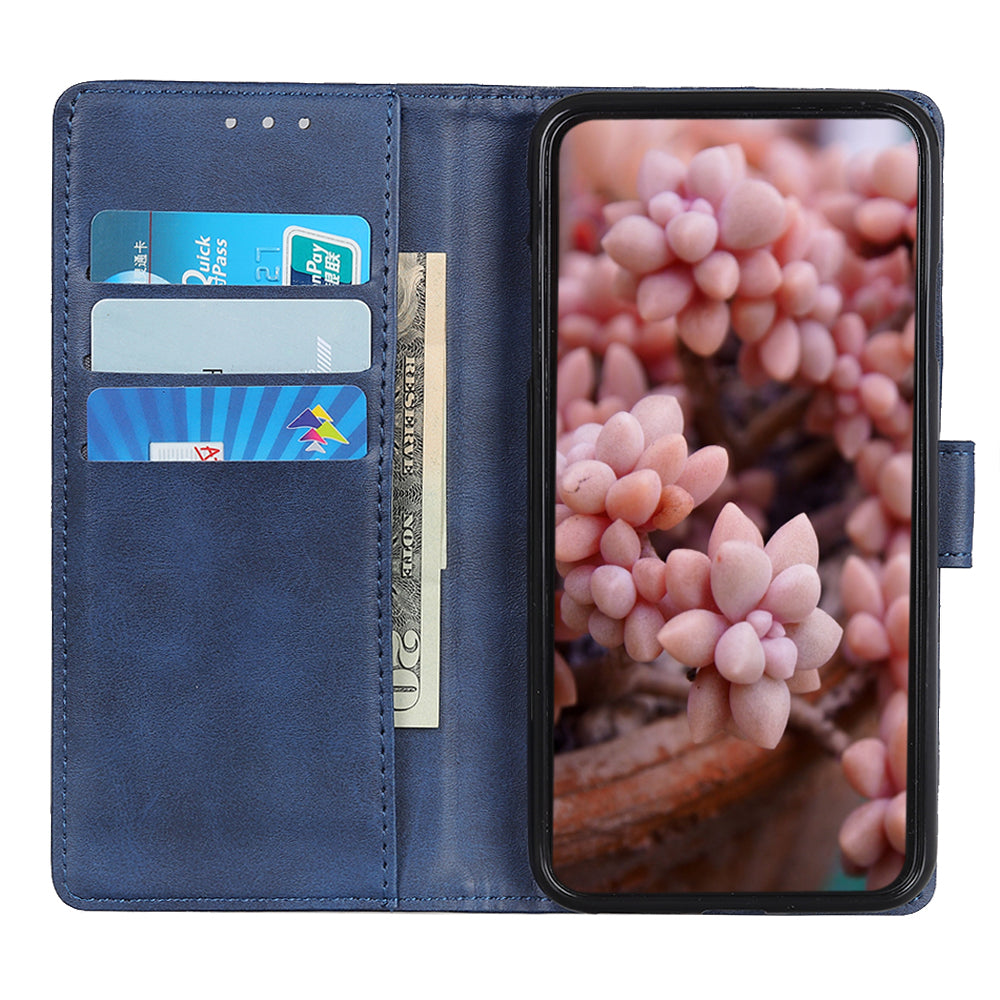 For OnePlus 11 5G Cowhide Texture Wallet Stand PU Leather Phone Case Magnetic Clasp Anti-Scratch Cover - Blue