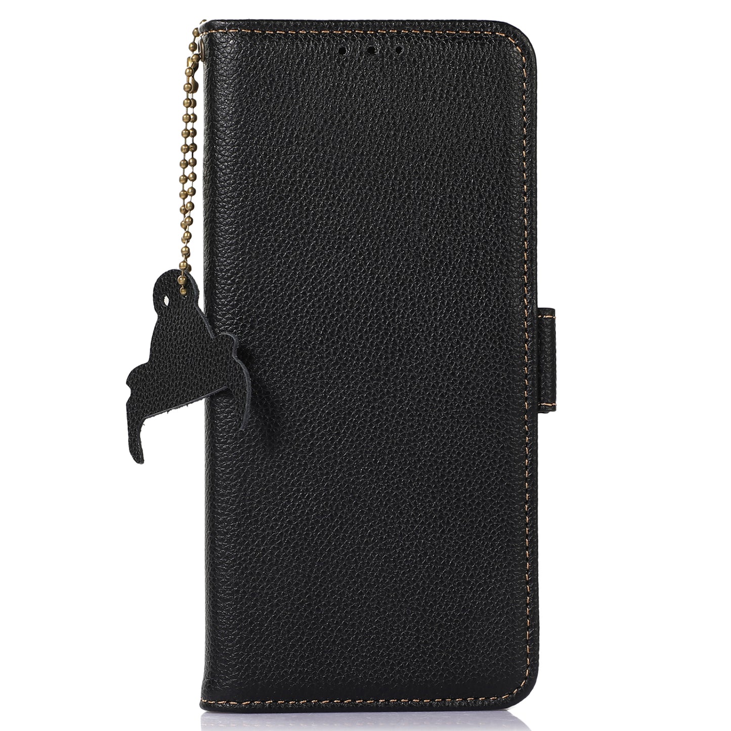 Shockproof Case for OnePlus 11 5G Genuine Leather Phone Case RFID Blocking Wallet Phone Cover with Stand - Black