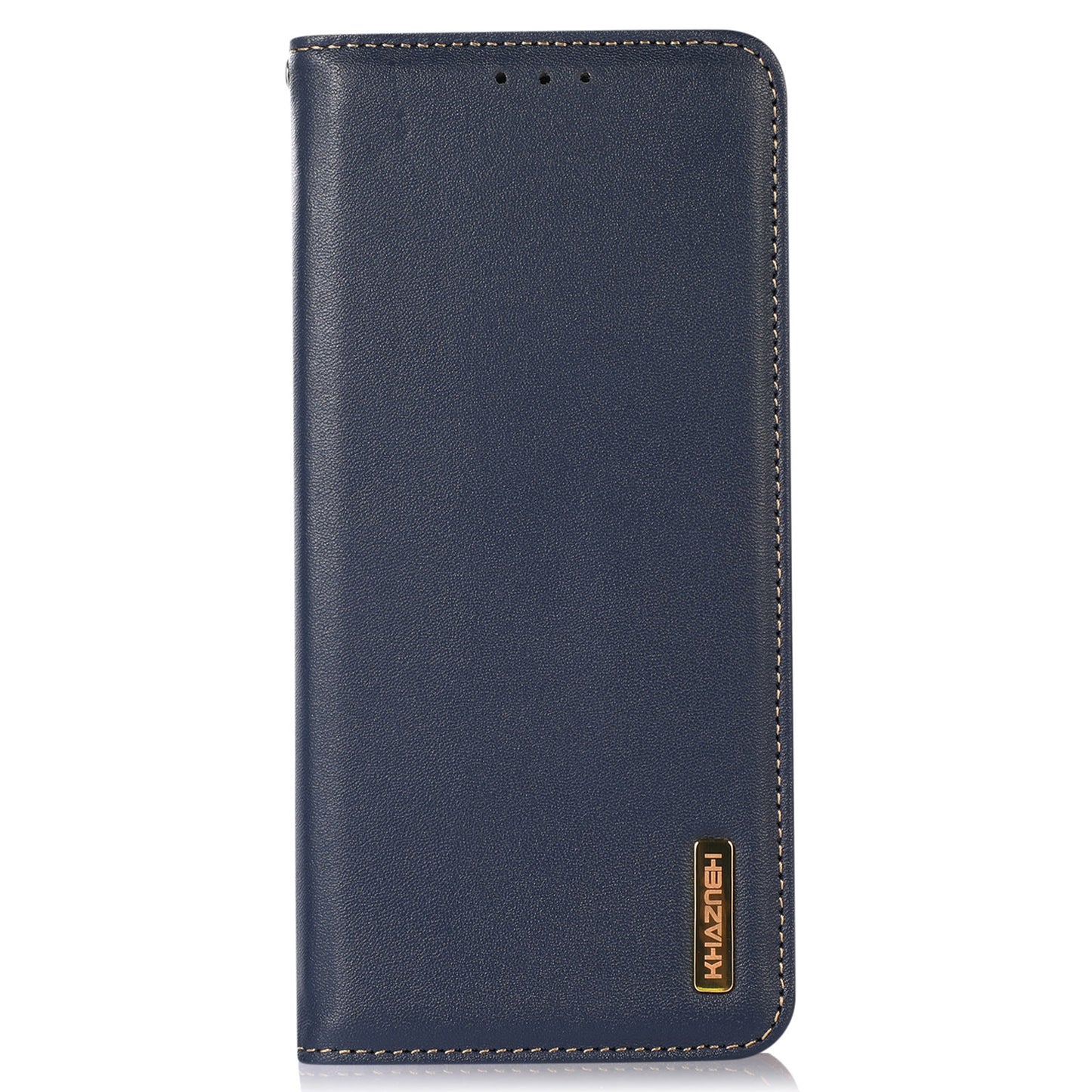 KHAZNEH Anti-drop Phone Cover For OnePlus 11 5G Genuine Cowhide Leather Nappa Texture Stand Wallet Protective Phone Case - Blue