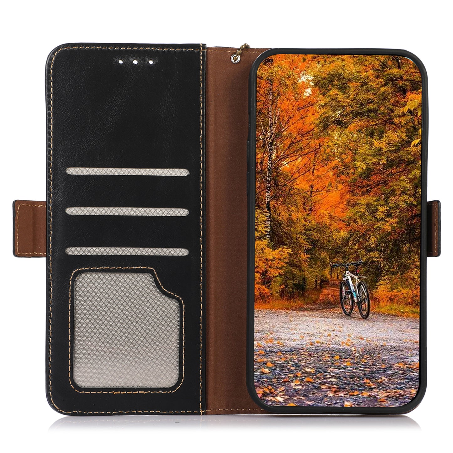 Shockproof Phone Case For OnePlus 11 5G, RFID Blocking Genuine Cowhide Leather Anti-scratch Phone Cover with Wallet Stand - Black