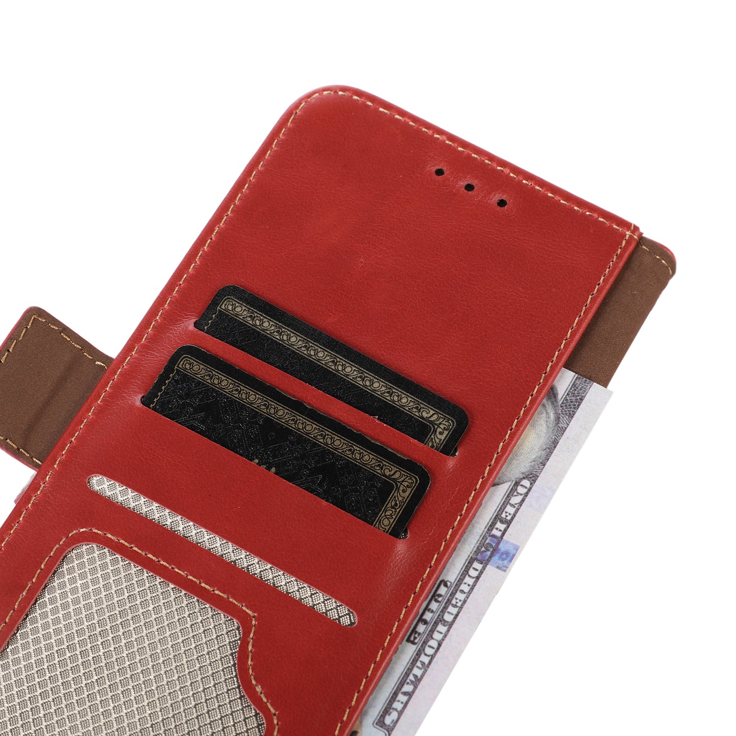 Shockproof Phone Case For OnePlus 11 5G, RFID Blocking Genuine Cowhide Leather Anti-scratch Phone Cover with Wallet Stand - Red
