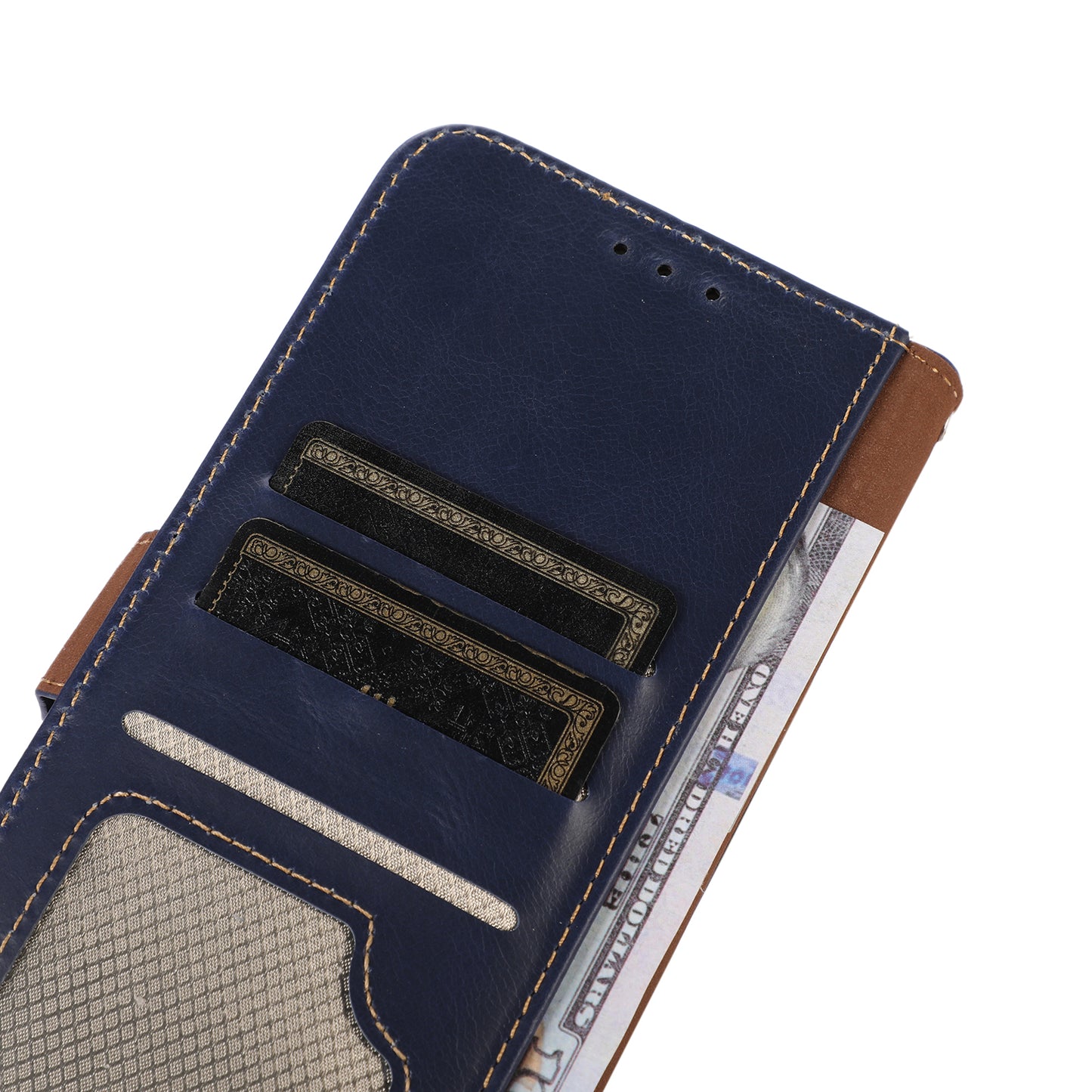 Shockproof Phone Case For OnePlus 11 5G, RFID Blocking Genuine Cowhide Leather Anti-scratch Phone Cover with Wallet Stand - Blue