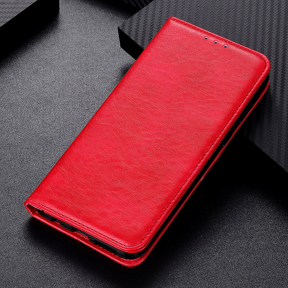 For OnePlus 11 5G Cell Phone Case Stand Crazy Horse Texture PU Leather Wallet Shockproof Phone Cover - Red