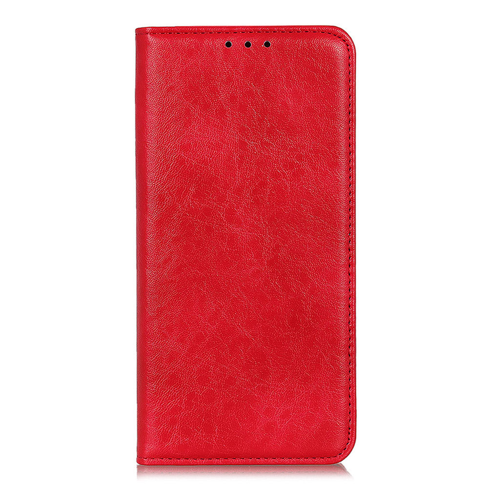 For OnePlus 11 5G Cell Phone Case Stand Crazy Horse Texture PU Leather Wallet Shockproof Phone Cover - Red
